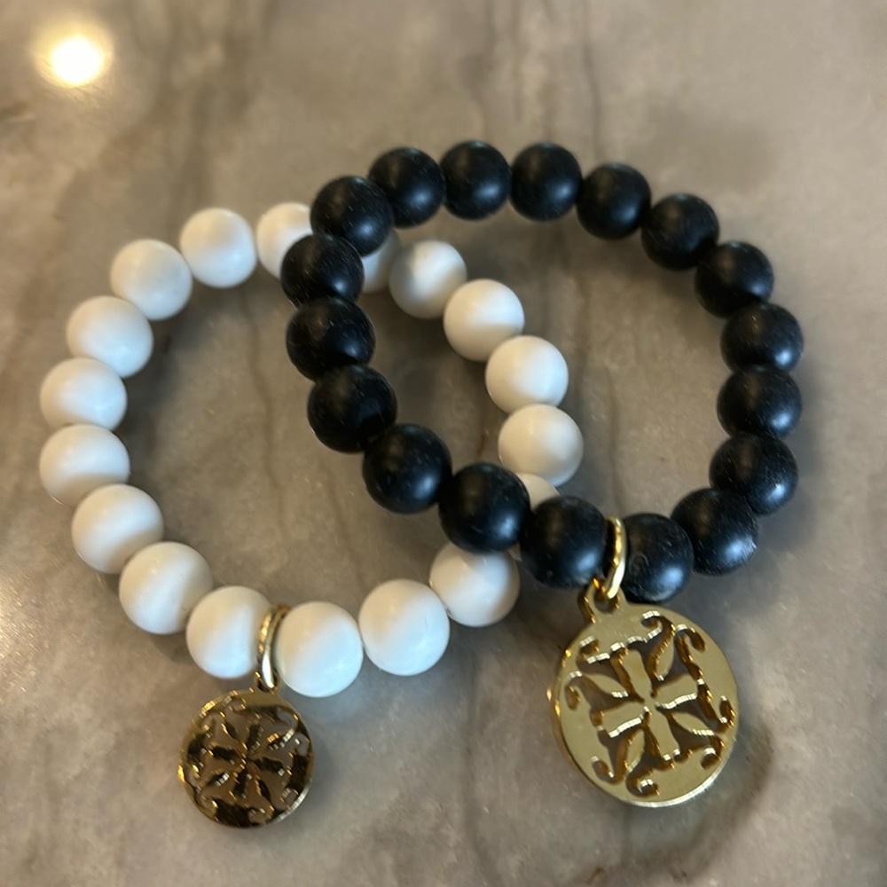 Rustic Cuff rubber bead bracelets (sold as a pair)